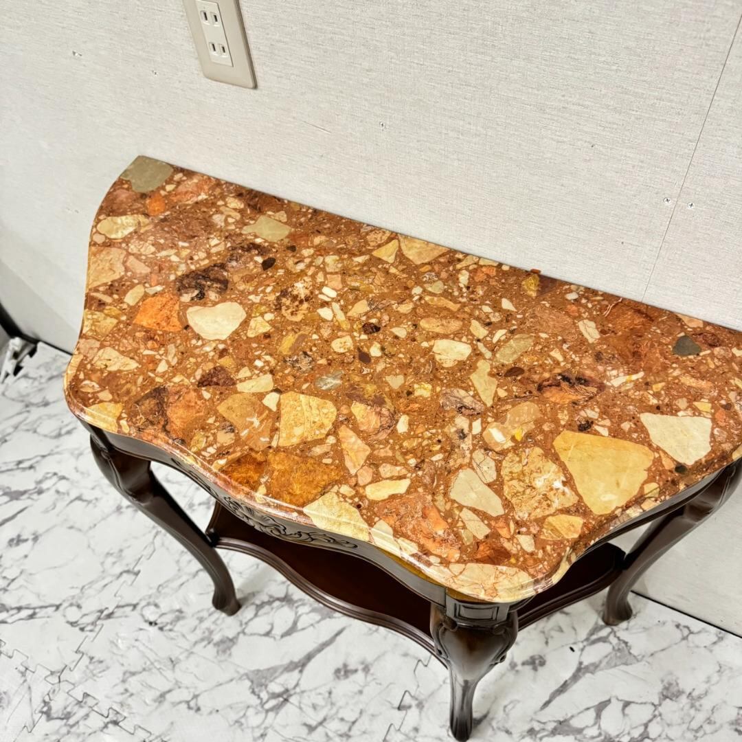 17509 大理石天板 コンソールテーブル 花台 飾り台 アンティーク