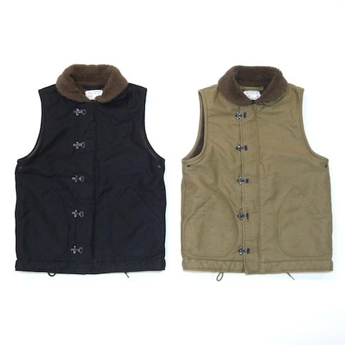 BLUCO(ブルコ) OL-35-012 V NECK DUCK VEST 3色(BLACK/BROWN/CHARCOAL