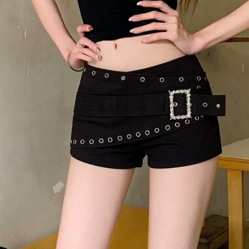 ビジューバックルベルトデザインショートパンツ ・78005