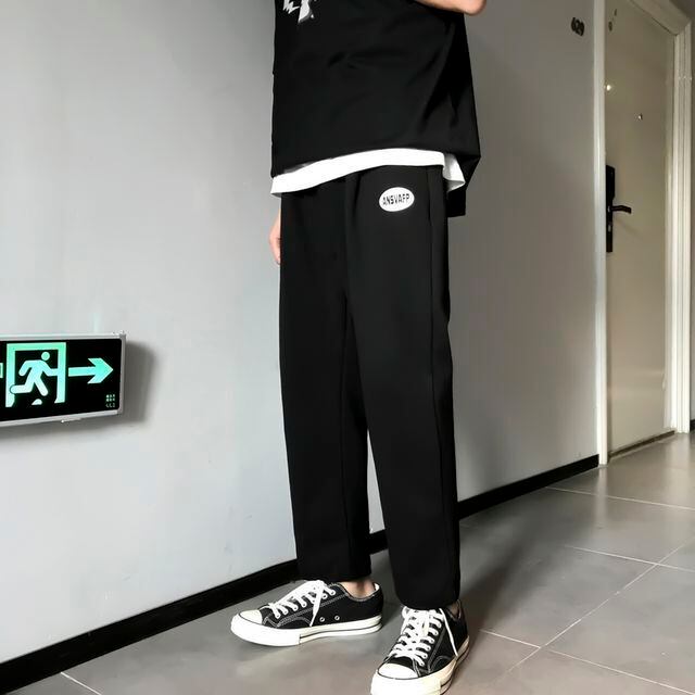 【予約販売】イージーパンツ メンズ ボトムス スエット シンプル ブラック グレー シック スタイリッシュ こなれ感 カジュアル 韓国 トレンド 春 夏 秋 M/L/XL/2XL