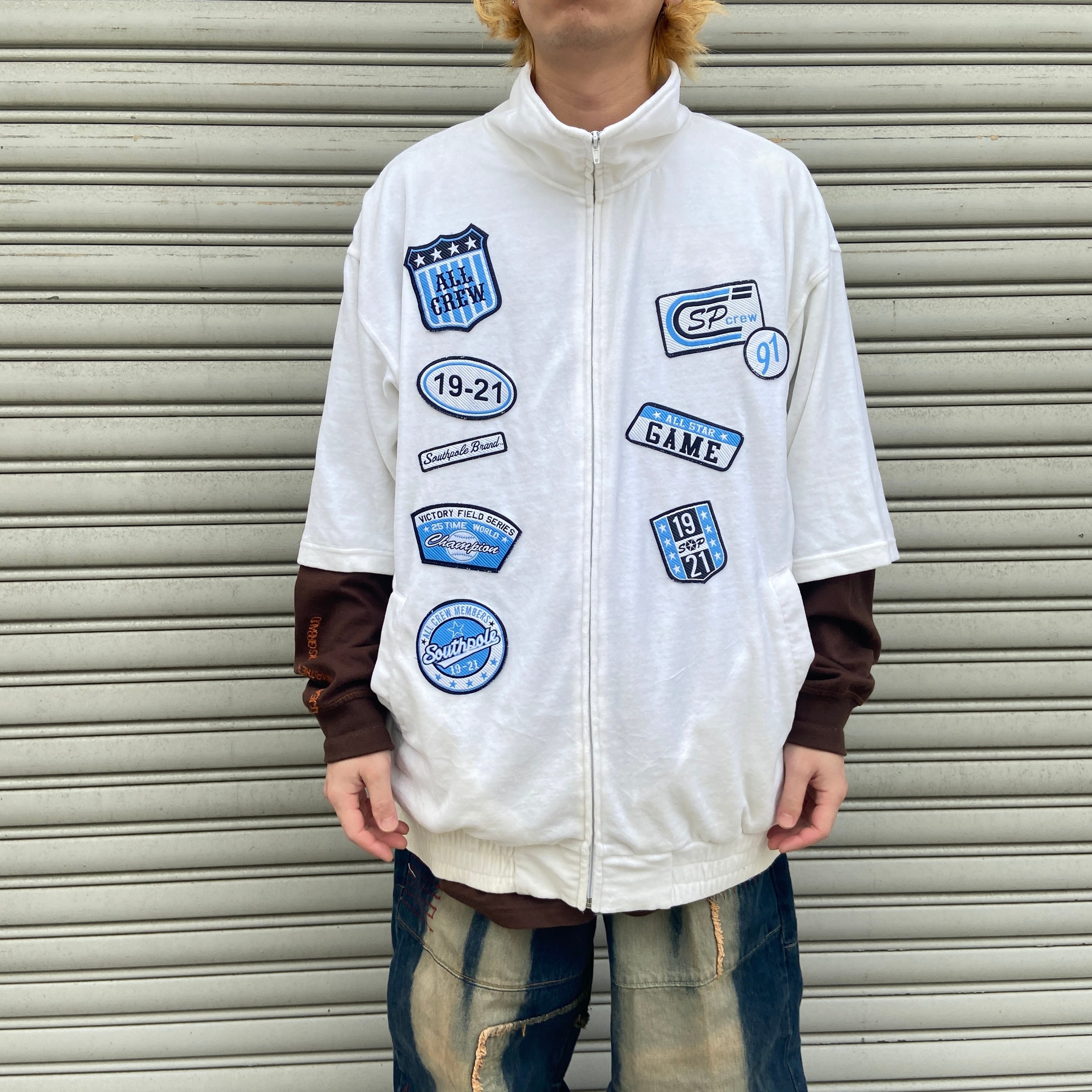 【ラルフローレン】パイル ワンポイント 刺繍 ロゴ トラックジャケット 青 XL