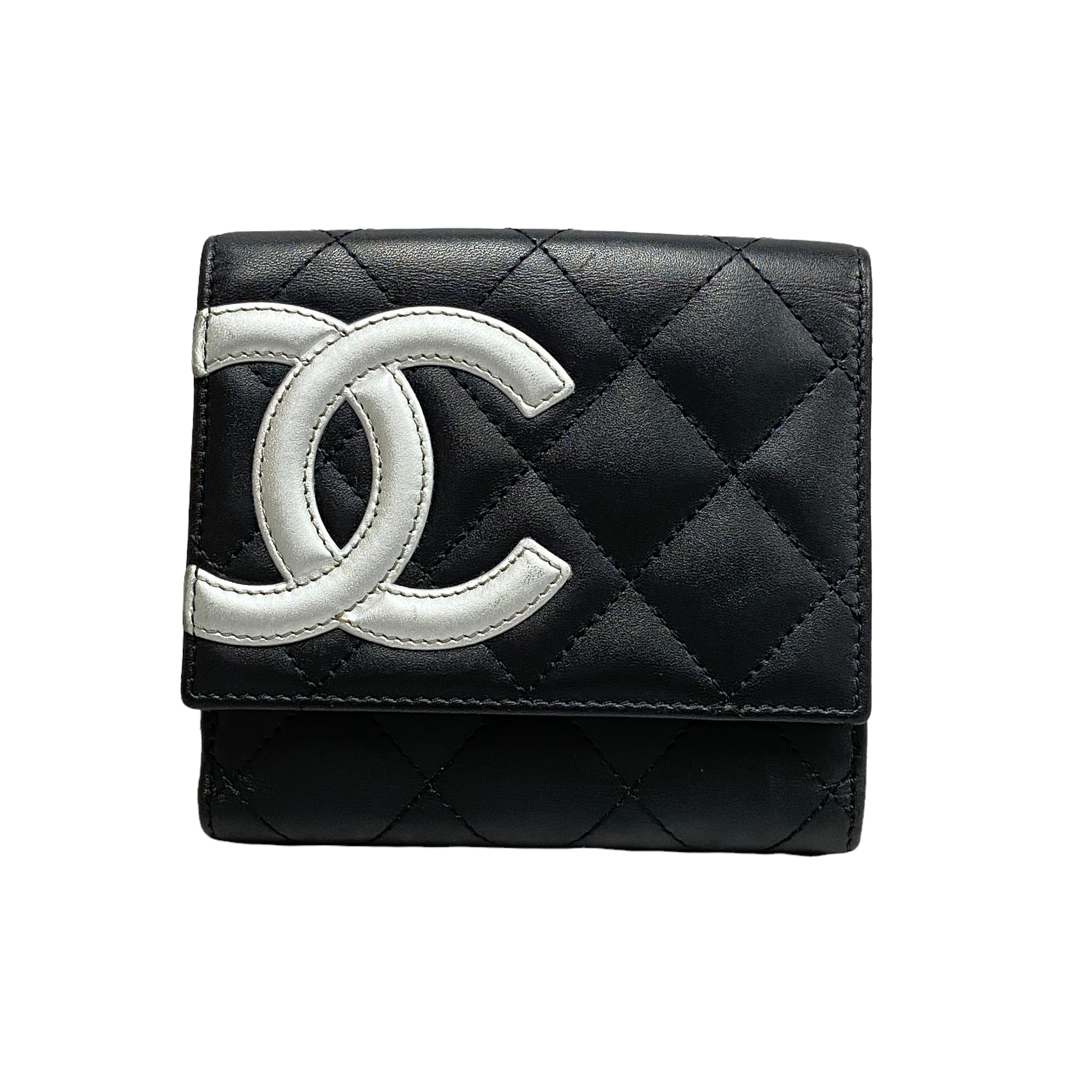 CHANEL シャネル カンボンライン Wホック財布 ブラック 15番台 7117