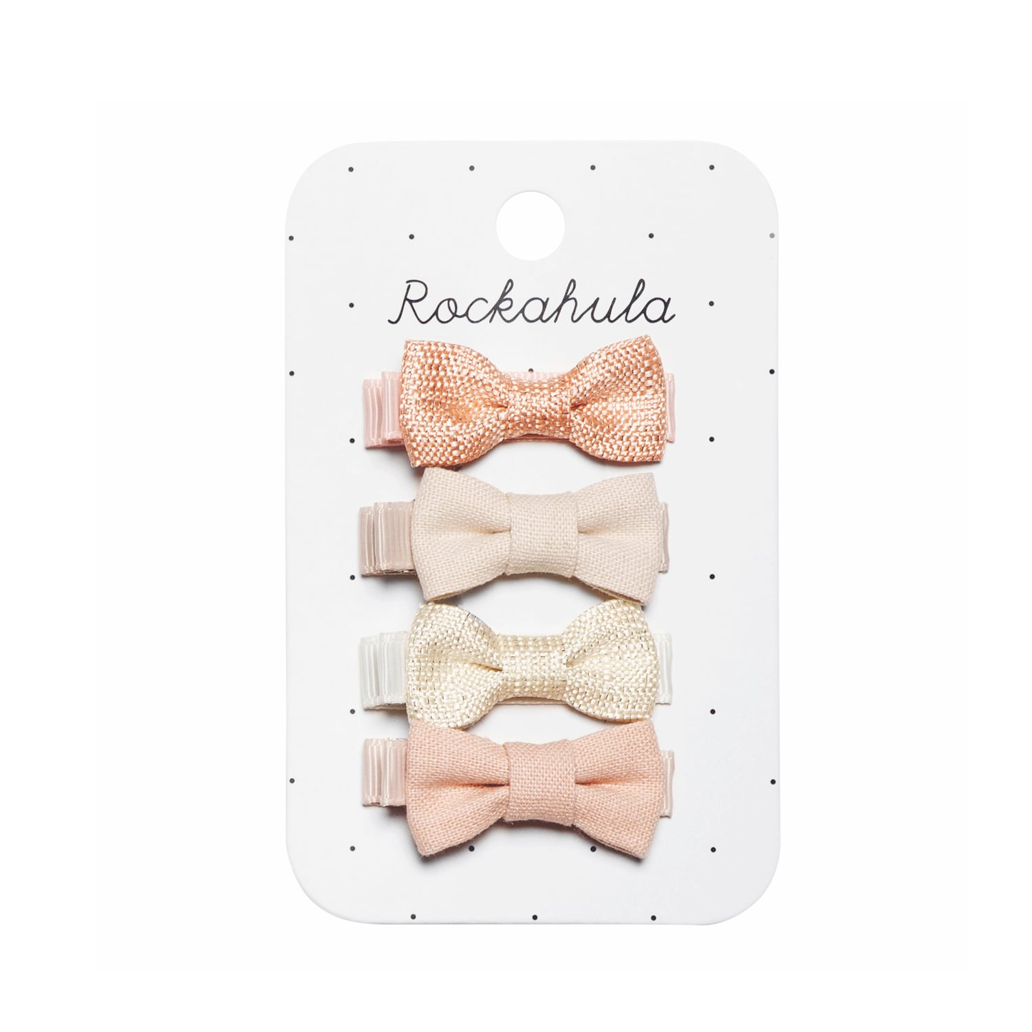 H2154P-Flora Linen Mini Bow Clips-PINK