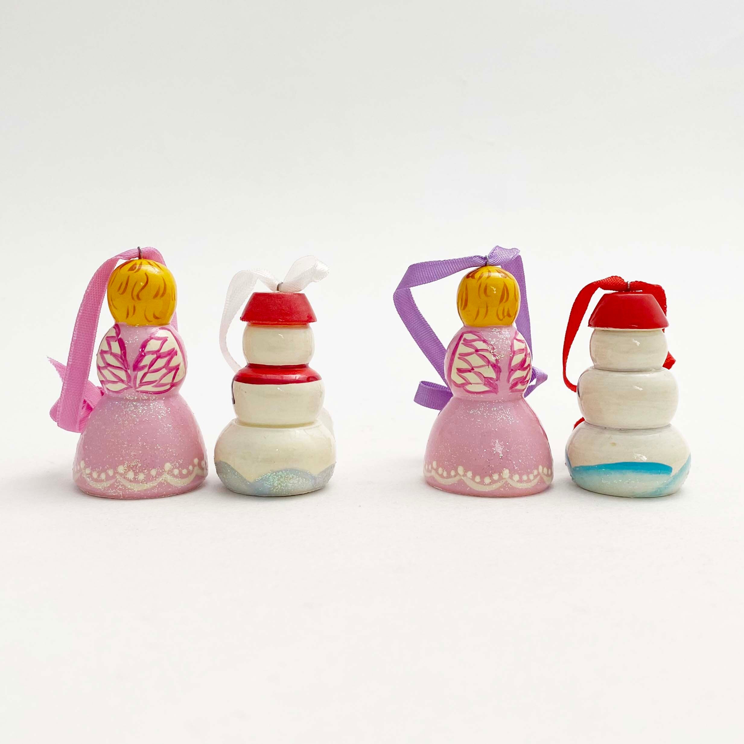 天使と雪だるまのオーナメント（2個セット） | kokeshka