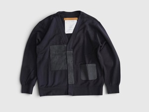 KYOU“ LAKEWOOD" Leather x Original Supima Aging Cotton Cardigan”