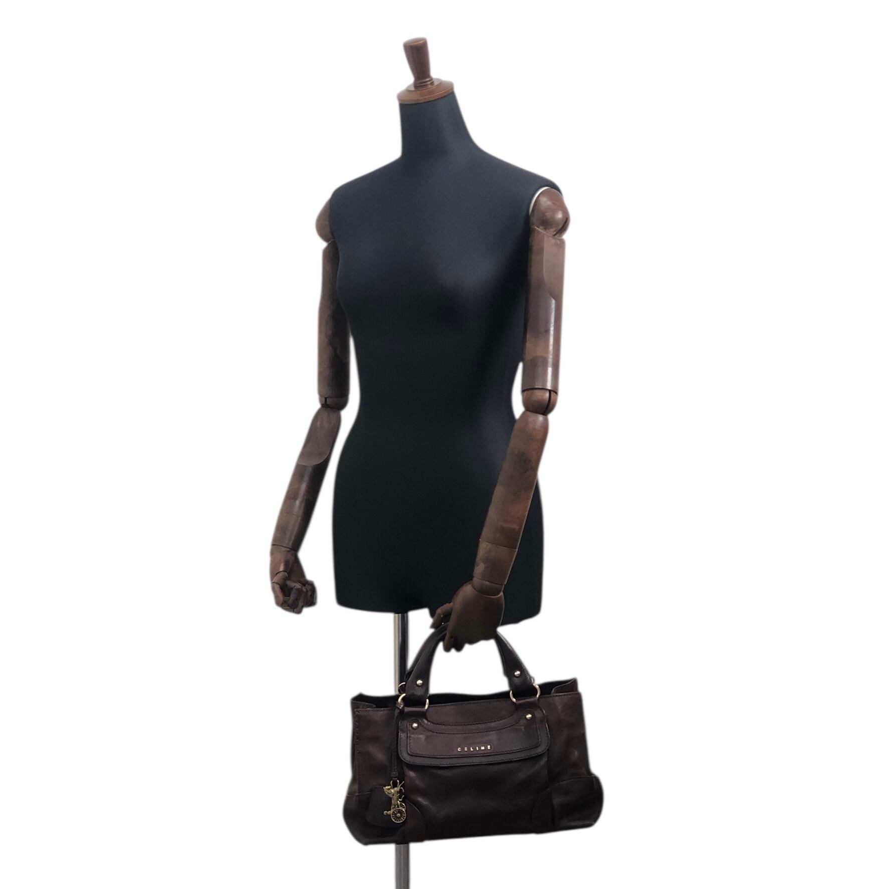 CELINE セリーヌ ブギーバッグ ハンドバッグ ブラウン 馬車 レザー