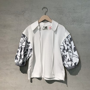 【mintdesigns】FLOWER CHECK COLLAR TOP/ 481FC4TF16