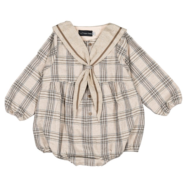 予約【Maison Marelle】Romper MAZET- beige tartan / 11月上旬以降入荷