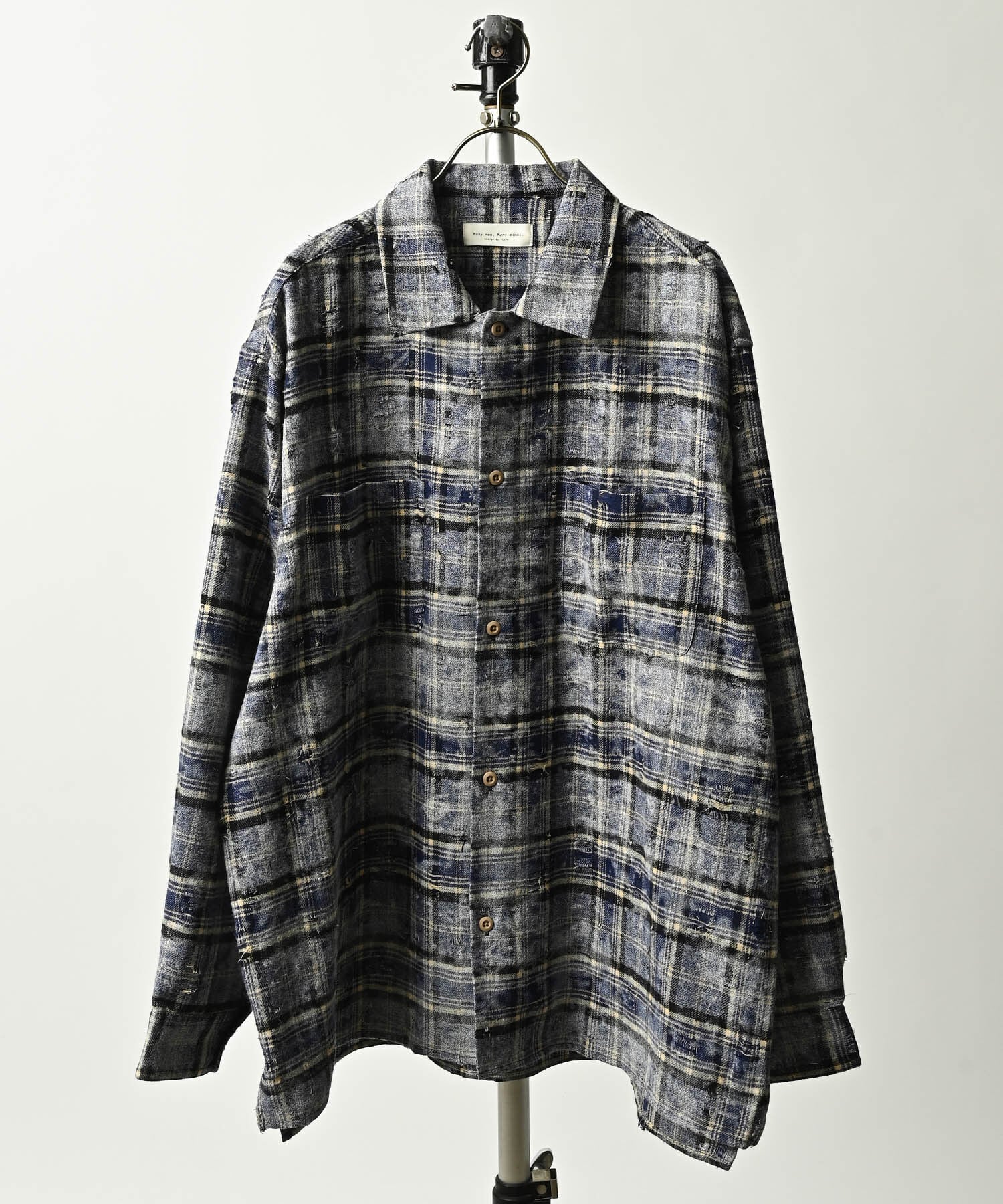 many men many mind Damaged Check Work Shirt (NAV) M2615020