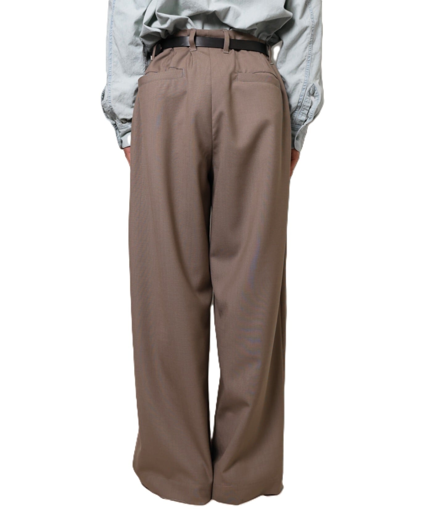 UNIVERSAL PRODUCTS. / 261-60514 SUMMER WOOL WIDE TROUSERS (GREIGE