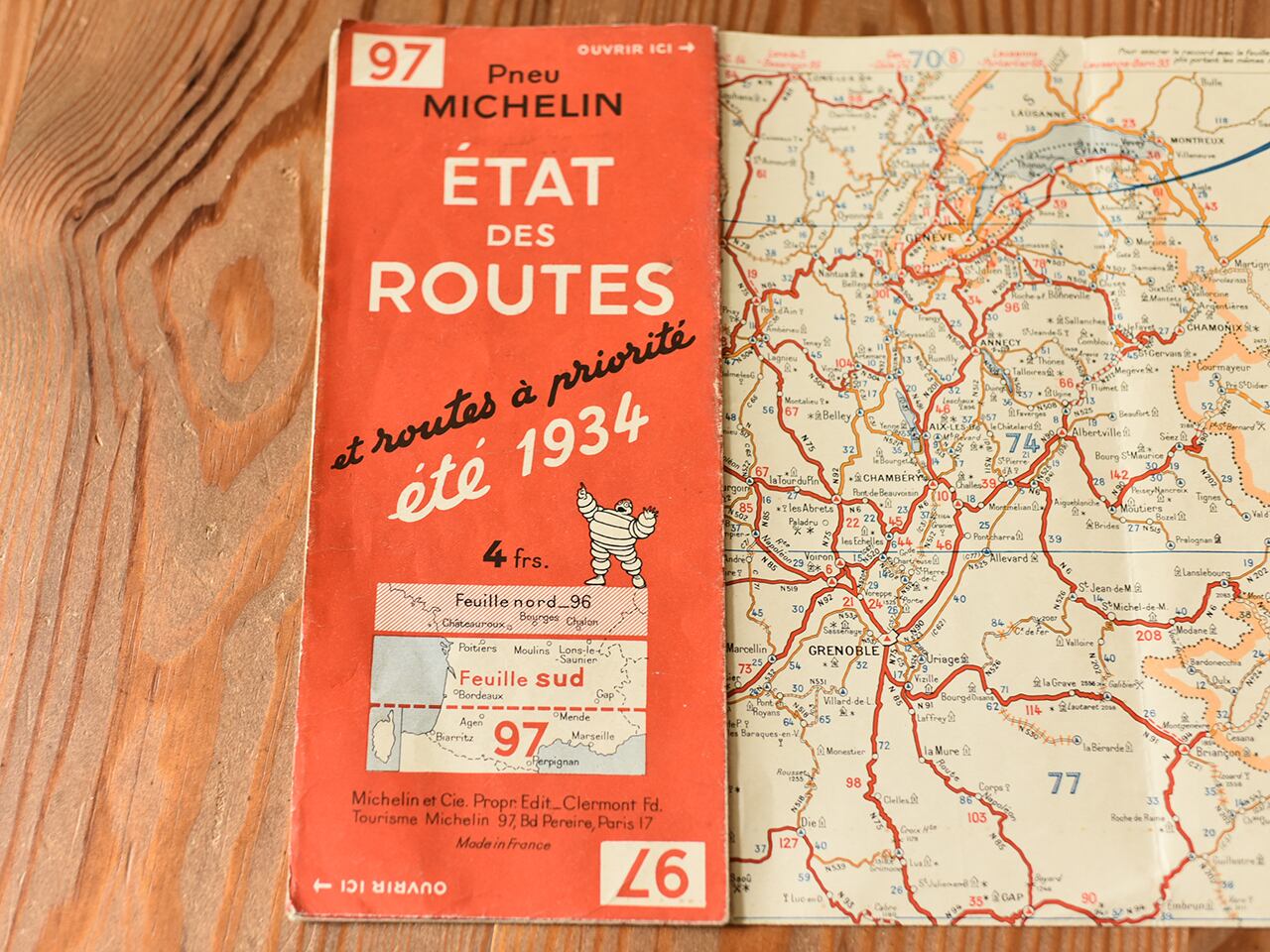 ミシュランの古い地図 #97  ETAT des ROUTES *フランスアンティーク