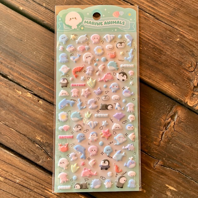 MARINE ANIMALS　ぷくぷく泡フォームシール　X04