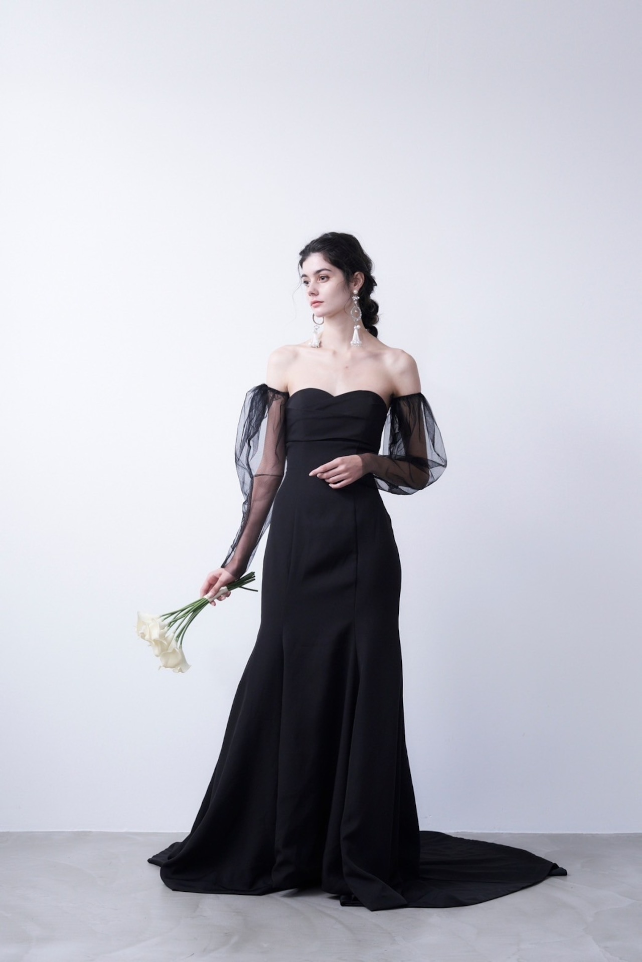 カラードレス パーティードレス 黒/ブラック マーメイドライン  