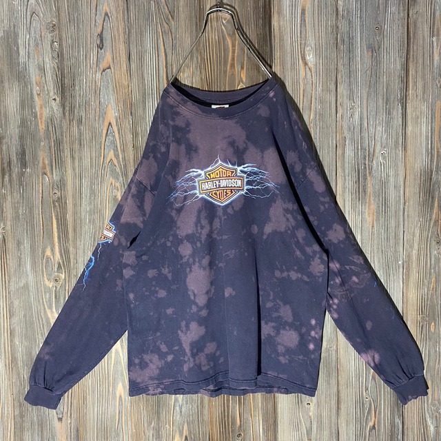 【Harley Davidson】00s thunder design long sleeve T-shirt