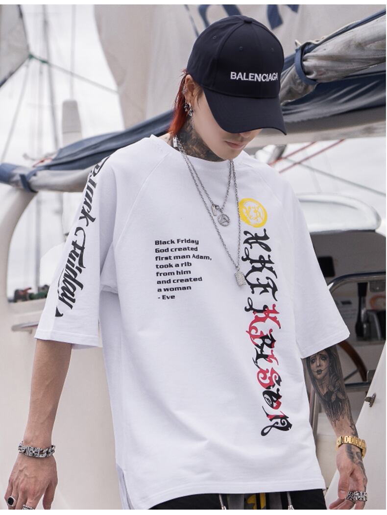 全2色 Tシャツ カットソー プリント カジュアル ストリート 