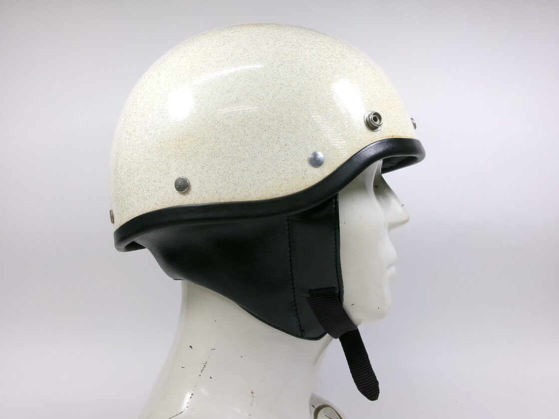 Sシェル! 60s BELL SHORTY 白ラメ ハーフヘルメット 6 7/8 目深加工 