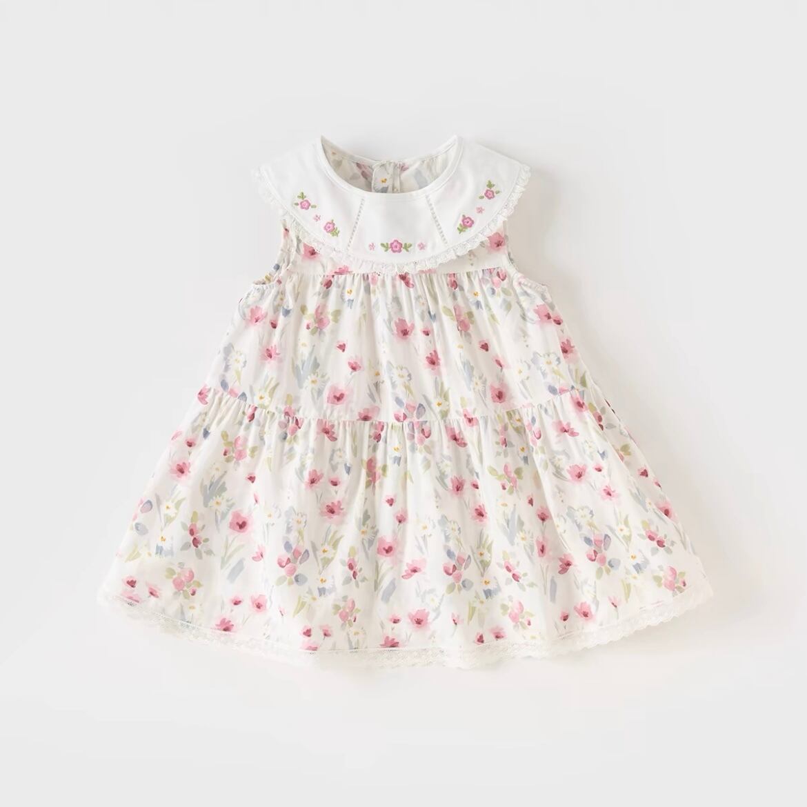 【100cm】Dave & Bella小花柄ビッグカラーノースリーブワンピース