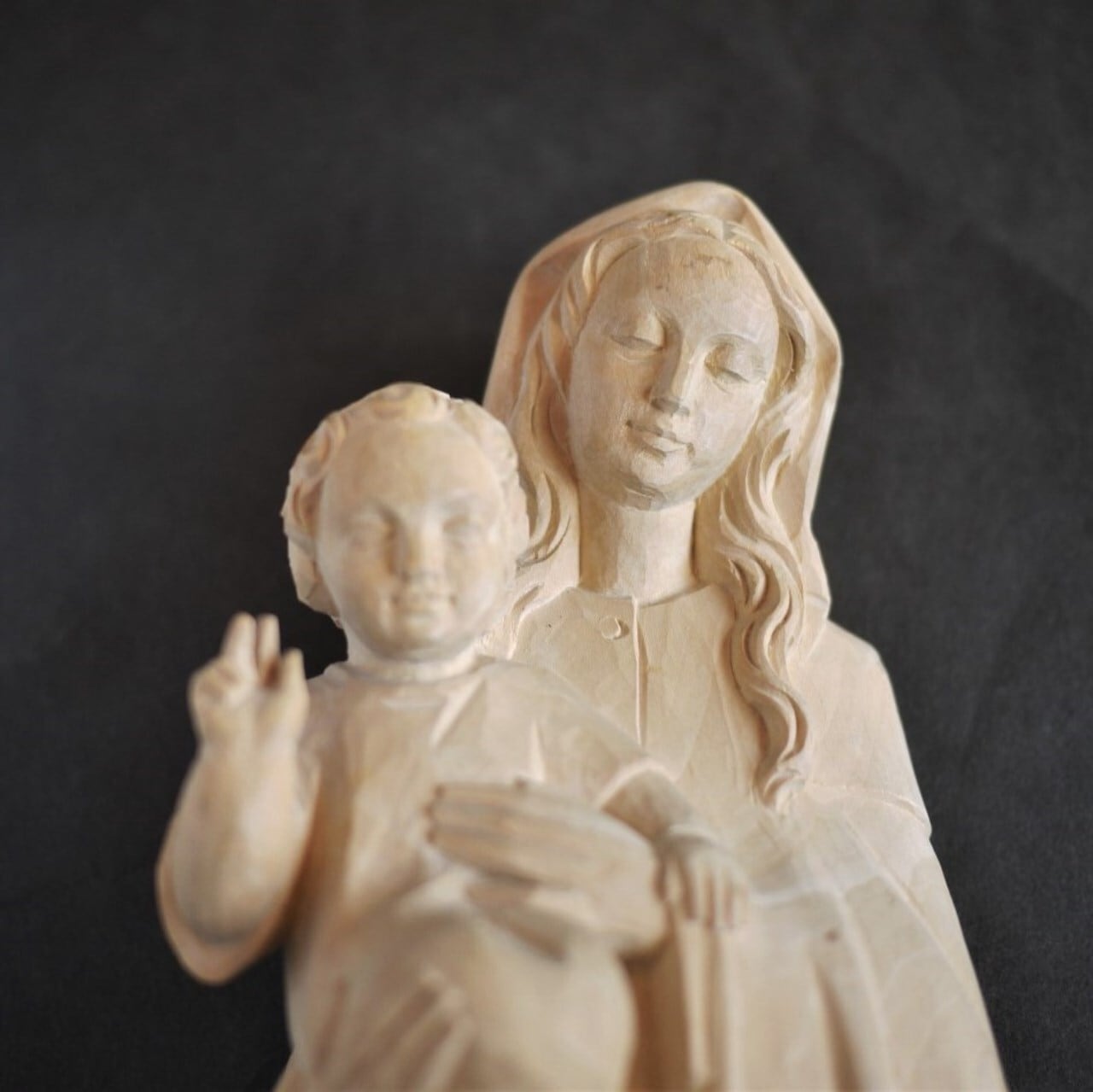 聖母子像 木彫り壁掛 南ドイツ