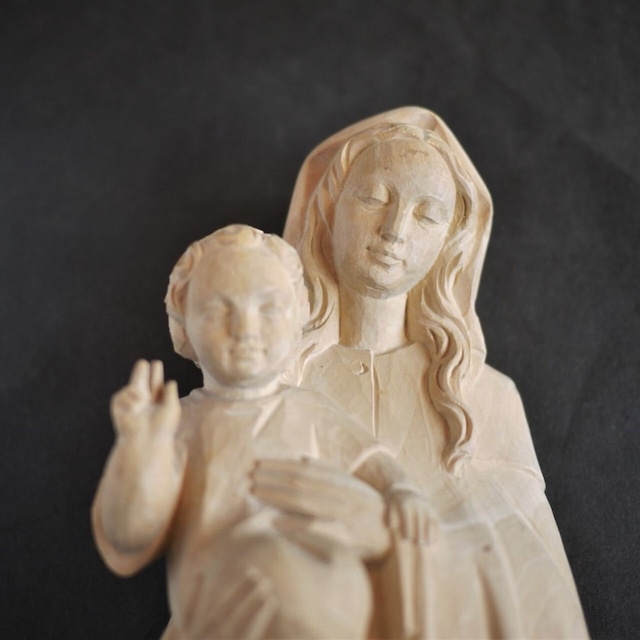 聖母子像 木彫り壁掛 南ドイツ