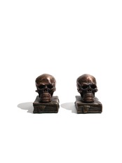 "SKULL AND BOOK" BOOK ENDS
