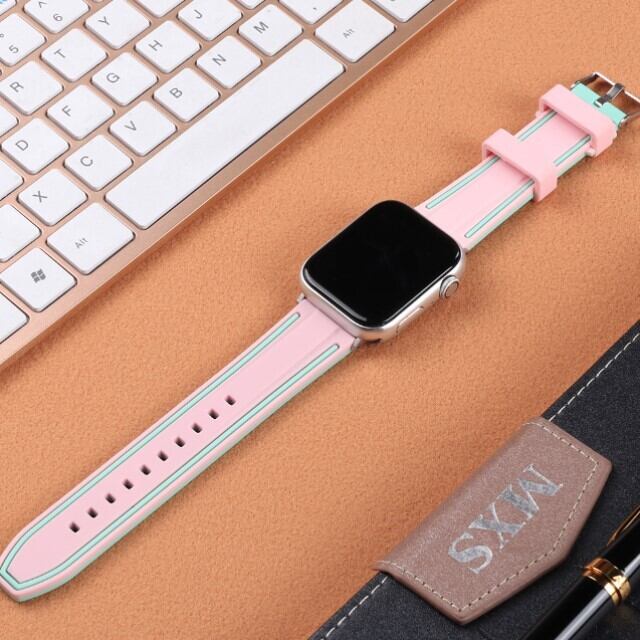 Apple watch シリコンバンド 38 40 41mm ベルト m1r - 時計