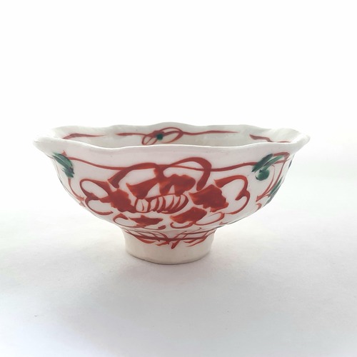 赤絵二花ひらき飯碗(小)【榛澤宏】