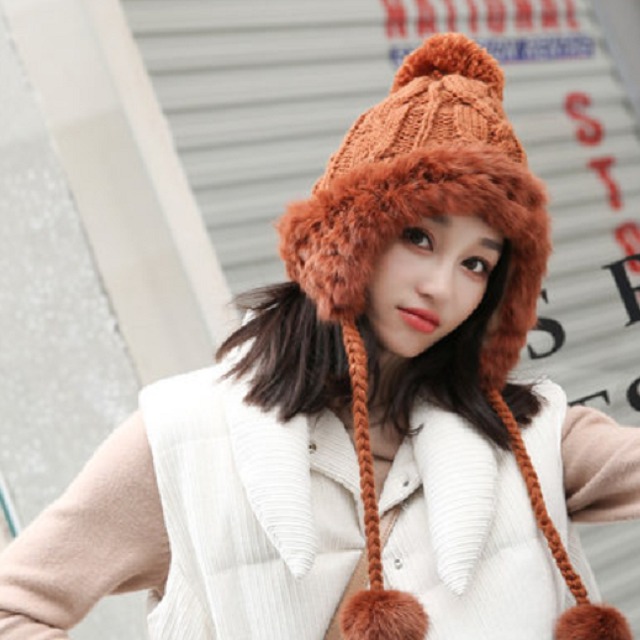 ニット帽 ニットキャップ 冬 防寒 ファー 帽子 全3色 韓国 b5351 8b38b158af83b027a668feba084a67