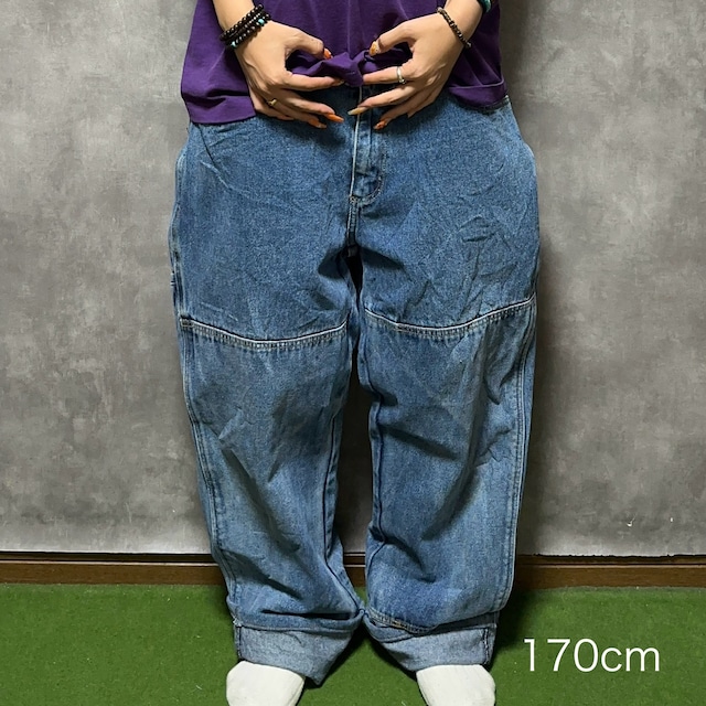 【W38×L32#裾上げ済み】GUIDE GEAR デニムペインターパンツ　