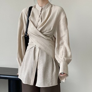 スタンドカラークロスブレストシャツ 2col 231061