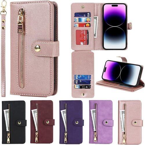 Eastwave アイフォン For iPhone 15 Pro ケース 手帳型 For iPhone15pro カバー 手帳 For iPhone 15pro case 革レザー 柔らかいTPU 財布型 カード収納 小銭入 れ スタンド機能 マグネットバックル付き 全面保護 5色 ピンク 2356