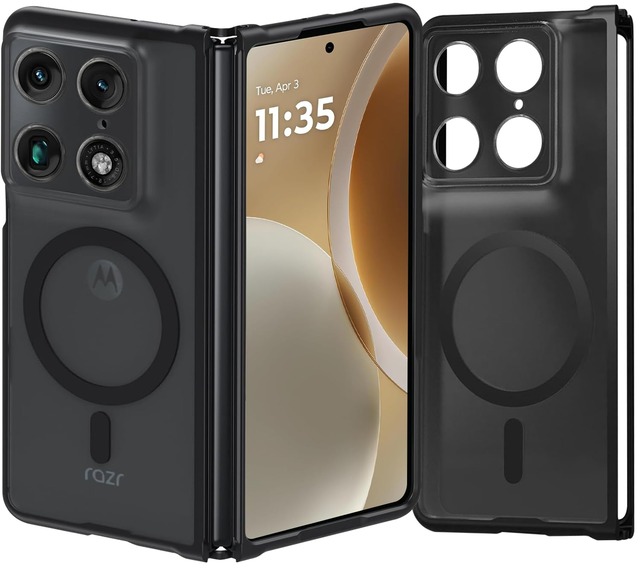 tuulaasii For Moto Razr Fold 2026 用 ケース マット仕上げ 半透明 マグネット搭載 TPU PC