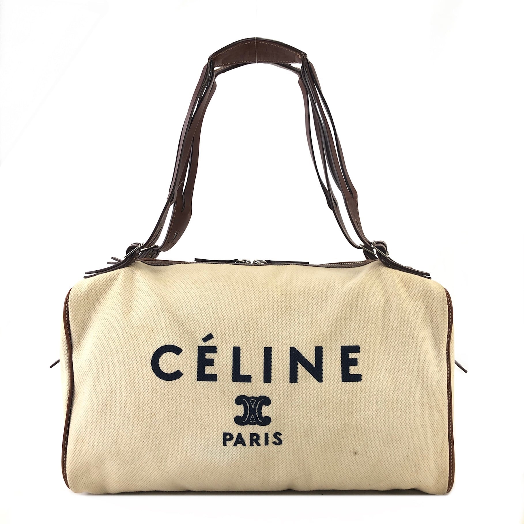 CELINE セリーヌ ロゴ キャンバス×レザー ボストンバッグ CELINE セリーヌ ロゴ キャンバス×レザー ボストンバッグ