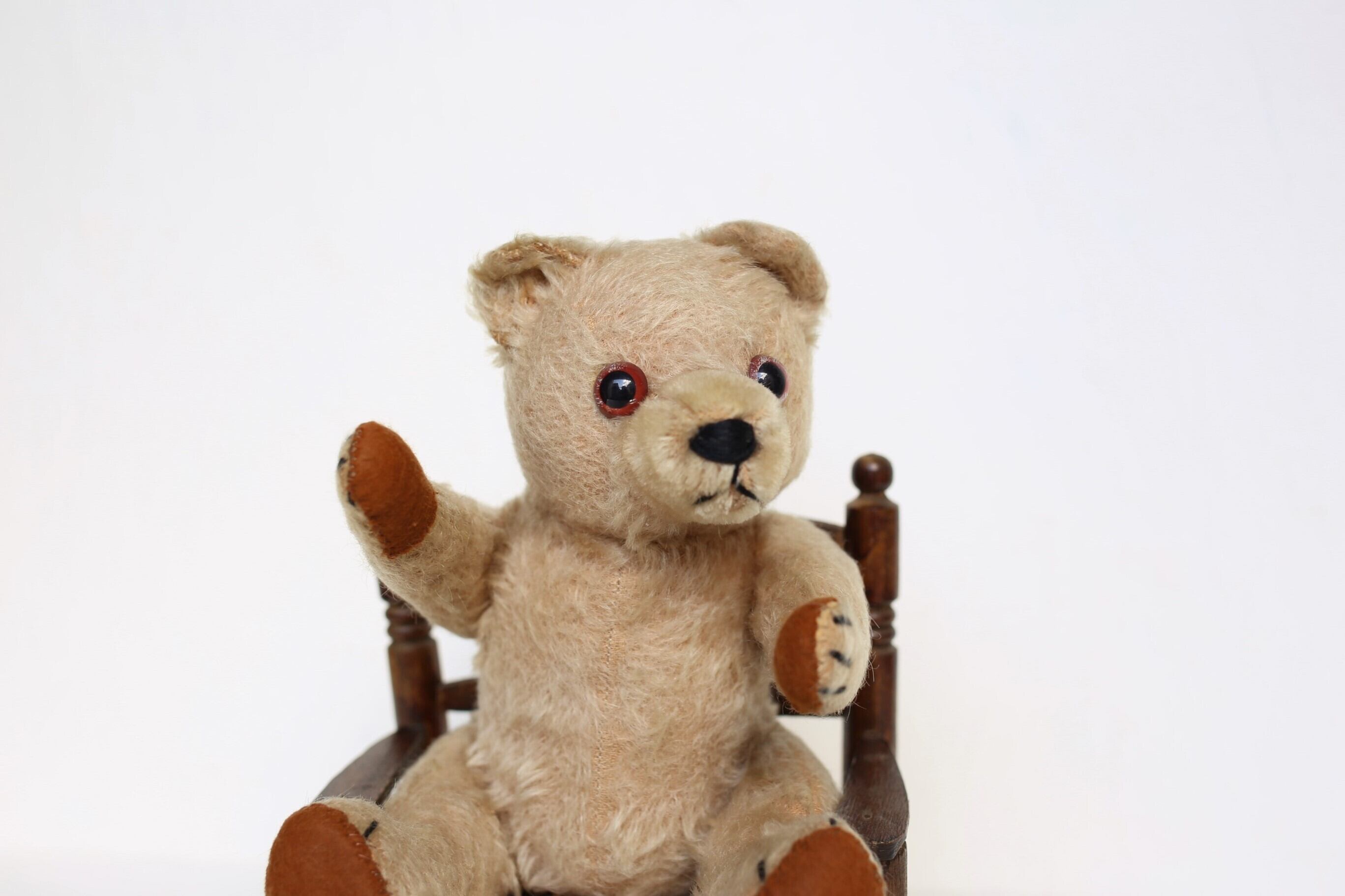 フランス アンティーク ヴィンテージ 大きな目の小さなテディベア 26.5cm N-03313