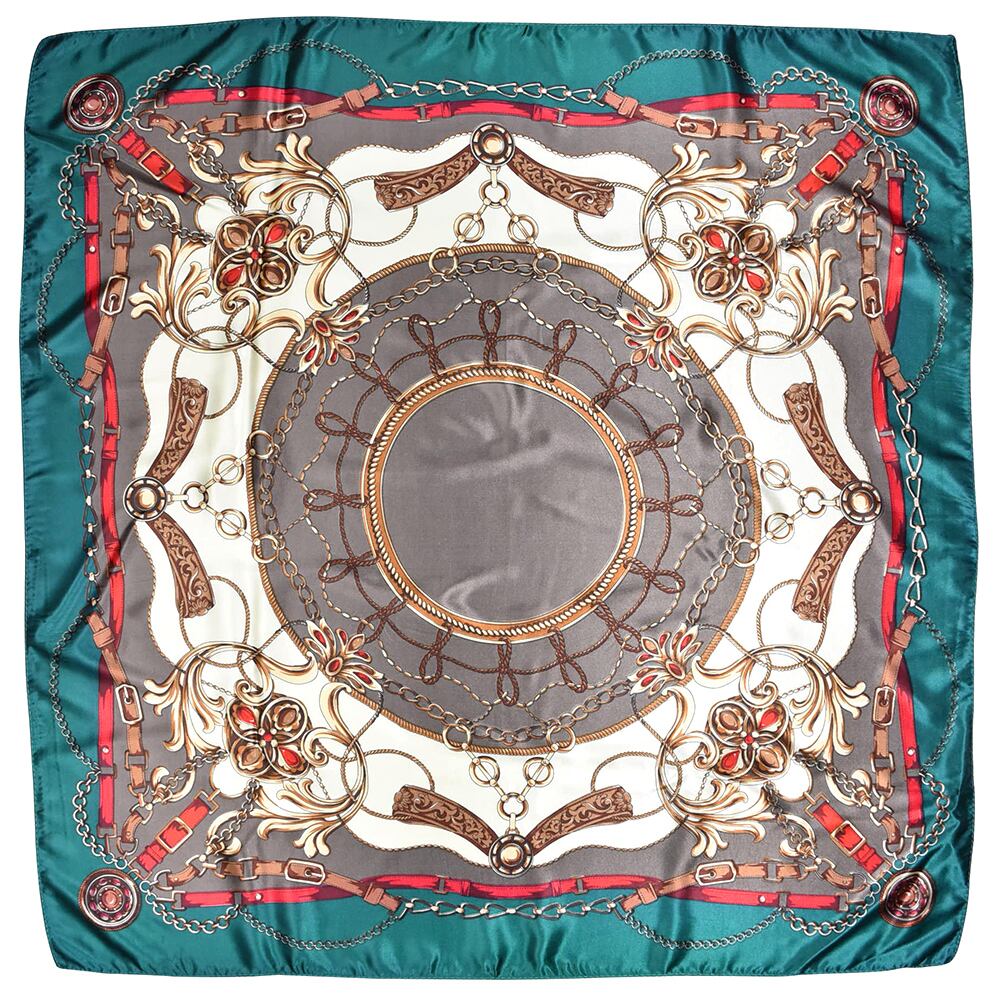 大判 正方形 スカーフ 90cm F シルク調 レディース ストール | HAPI&Co