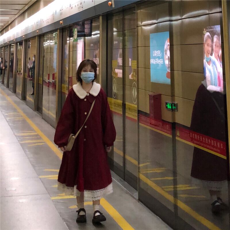 レッドドレス ウィンター薄手スタイルスカート 大人ガーリー スウィート キュート カジュアル 冬物 萌量不足39397522474