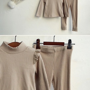 冬ハイネック肩フリルリブインナー4色