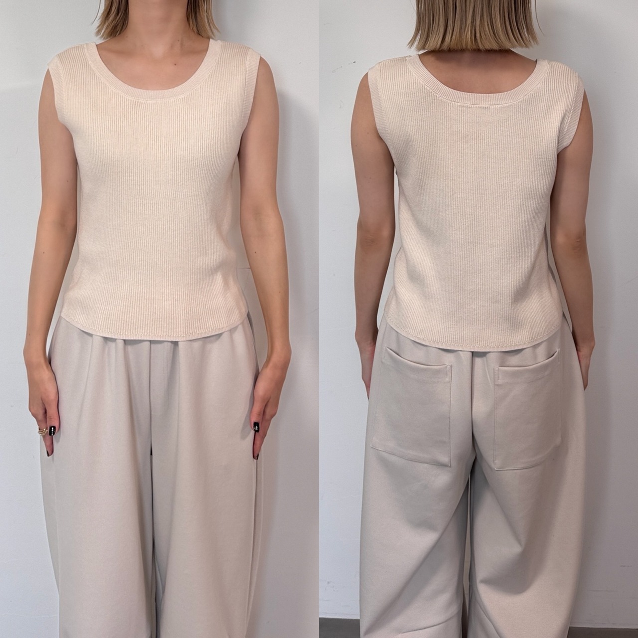 ヴィンテージライクリブtank/オフホワイト