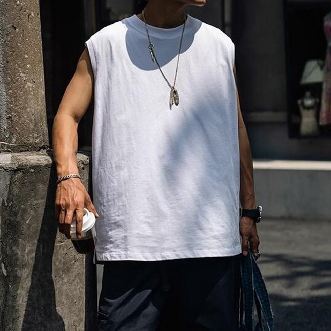 シンプルノースリーブTシャツ　A4257