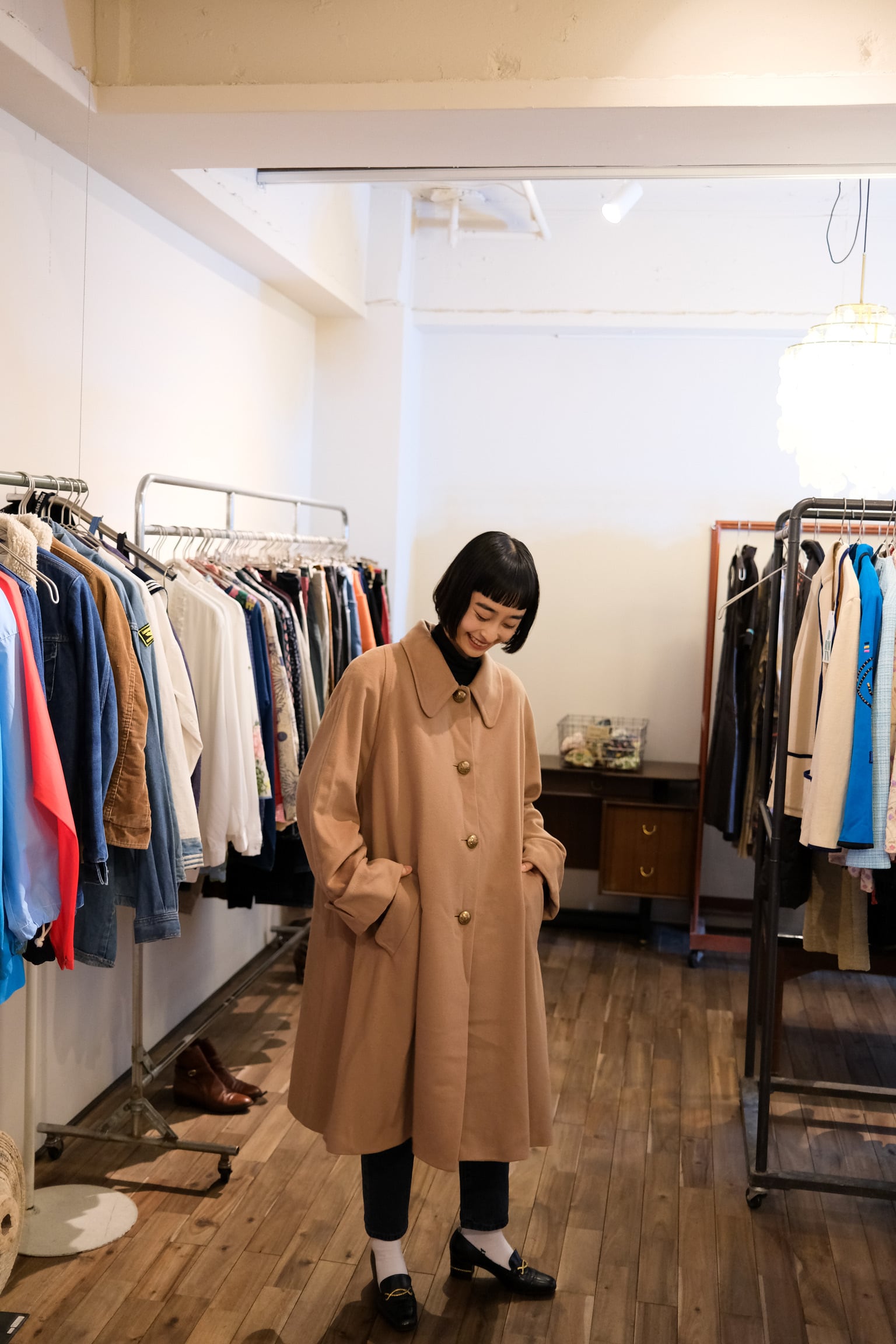 "Jaeger"A line flare coat MADE in Great Britain