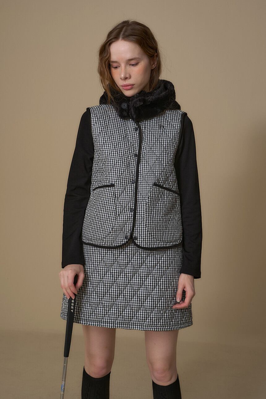 入手困難アトリエgg タータンチェックのウールキルトベスト 【公式通販】