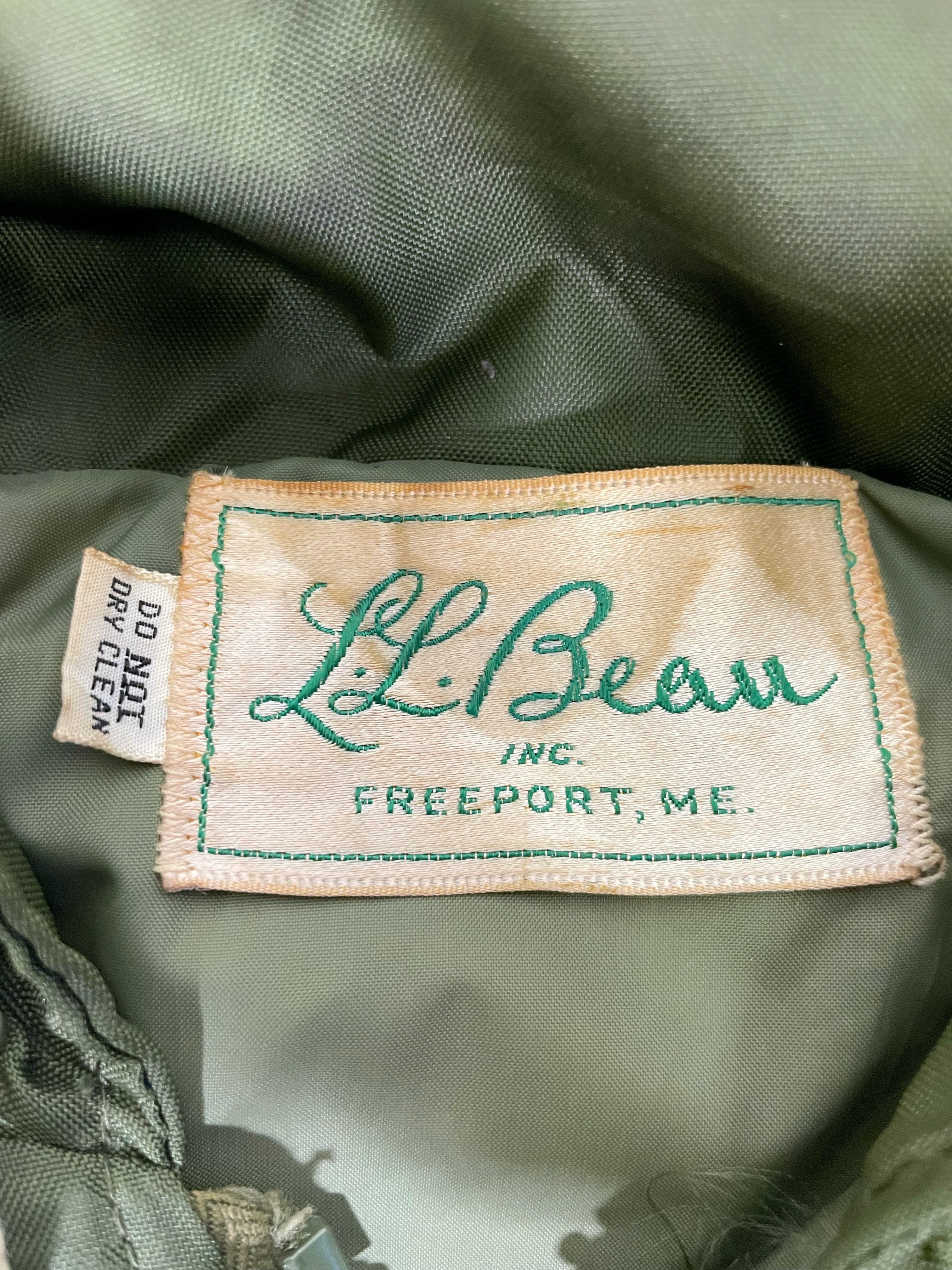 yl6 LL Bean 70s 筆記体ロゴ 中綿入り ナイロンジップパーカー 