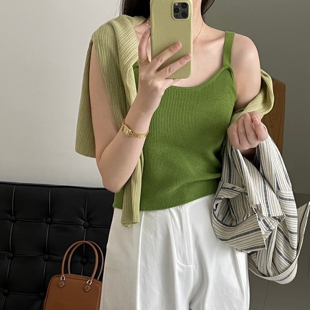 rib knit color camisole