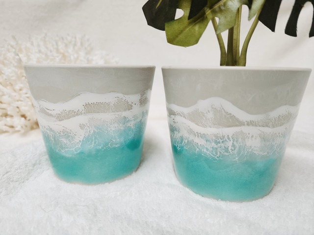 387.オーシャンレジンアート 植木鉢 穴なし