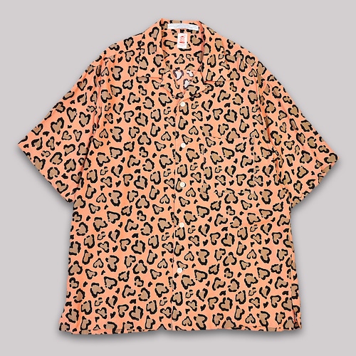 CC HEART LEOPARD ALOHA SHIRTS -SALMON PINK-