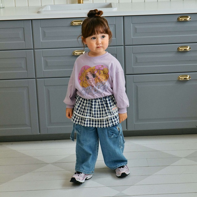 即納◆90-100 チェックスカート-1st BLUE