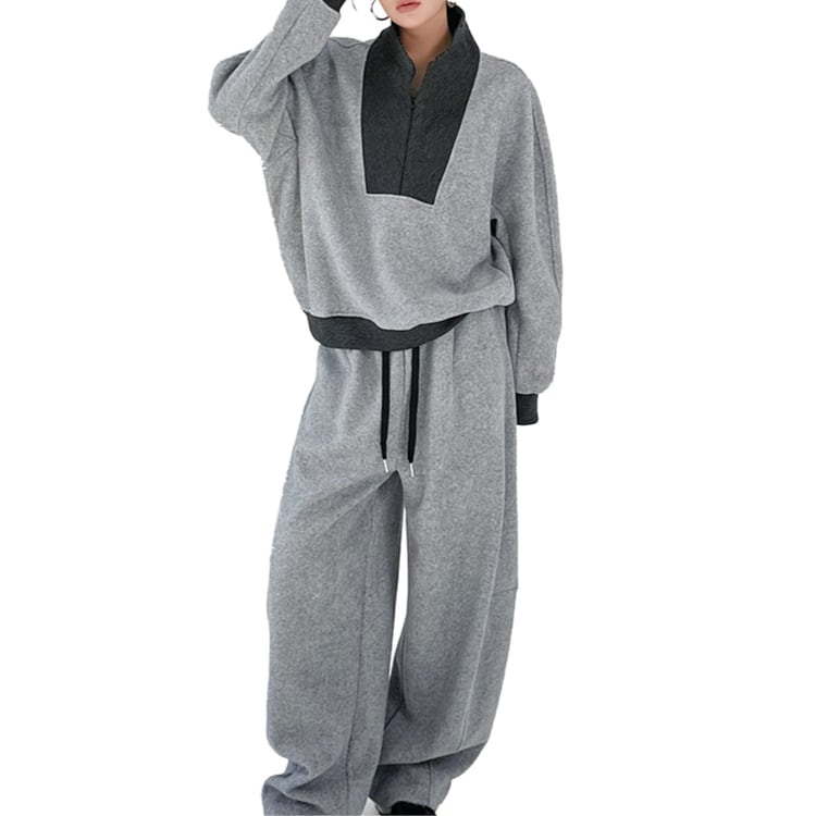 配色パネルハーフジップスウェットセットアップ R30411