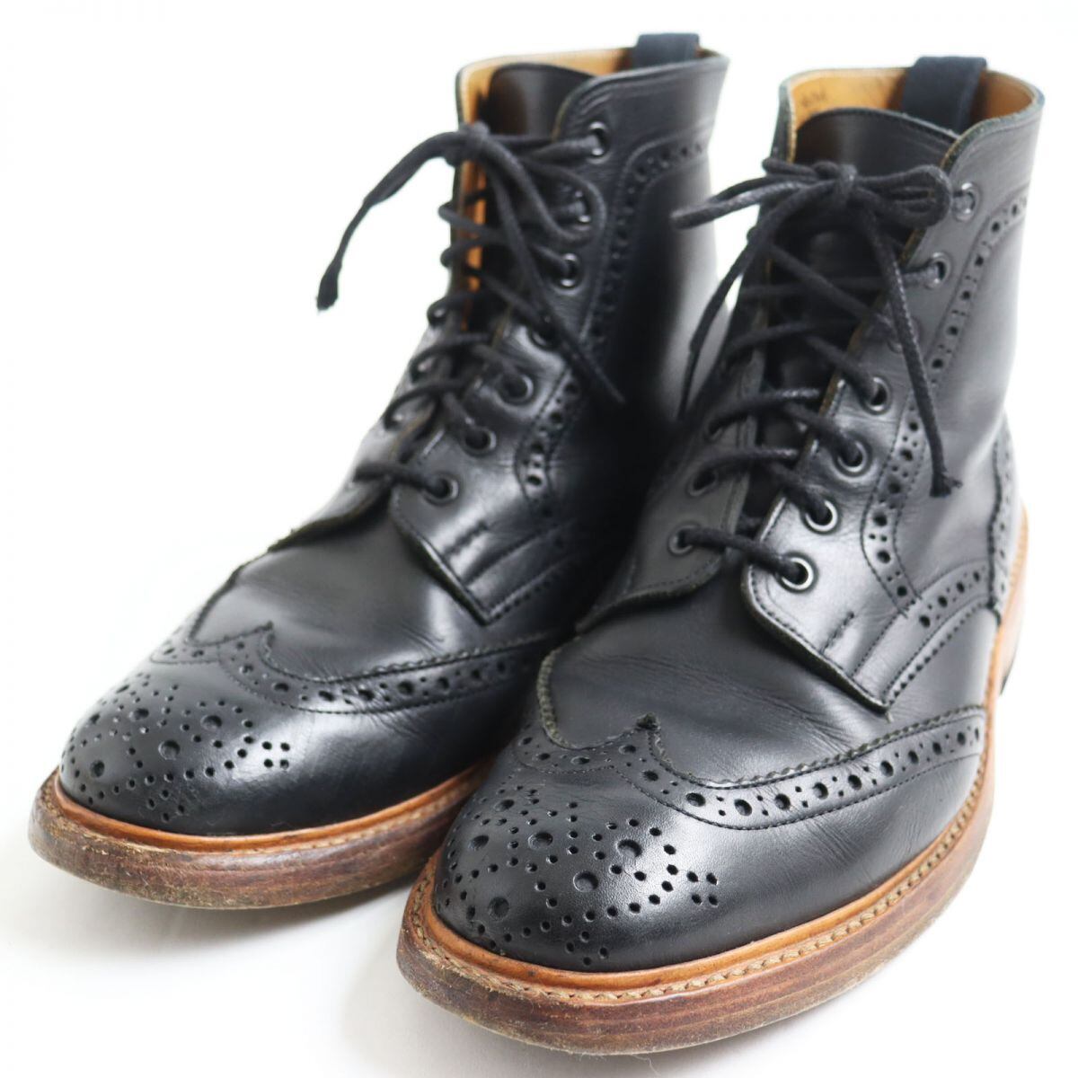 Trickers トリッカーズ バートン ウィングチップ ブラック 黒 7.5