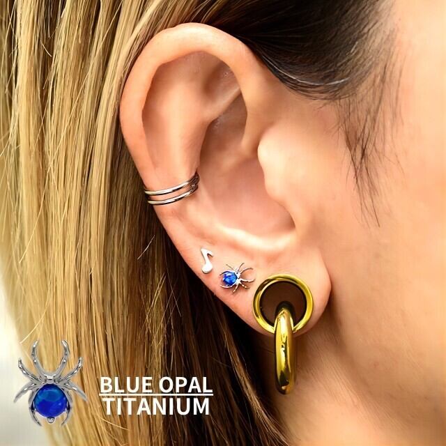 ピアス 18G 16G 14G全2色 蜘蛛 スパイダー チタンピアス 金属