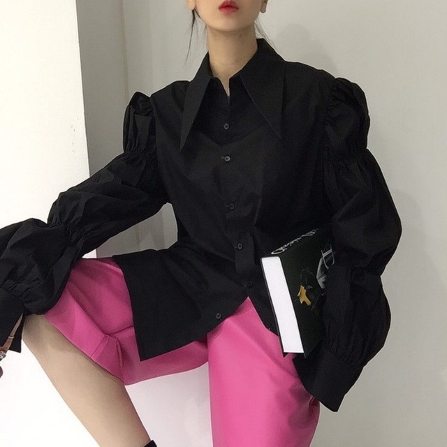 Puff Sleeve Oversized Shirt 01180
