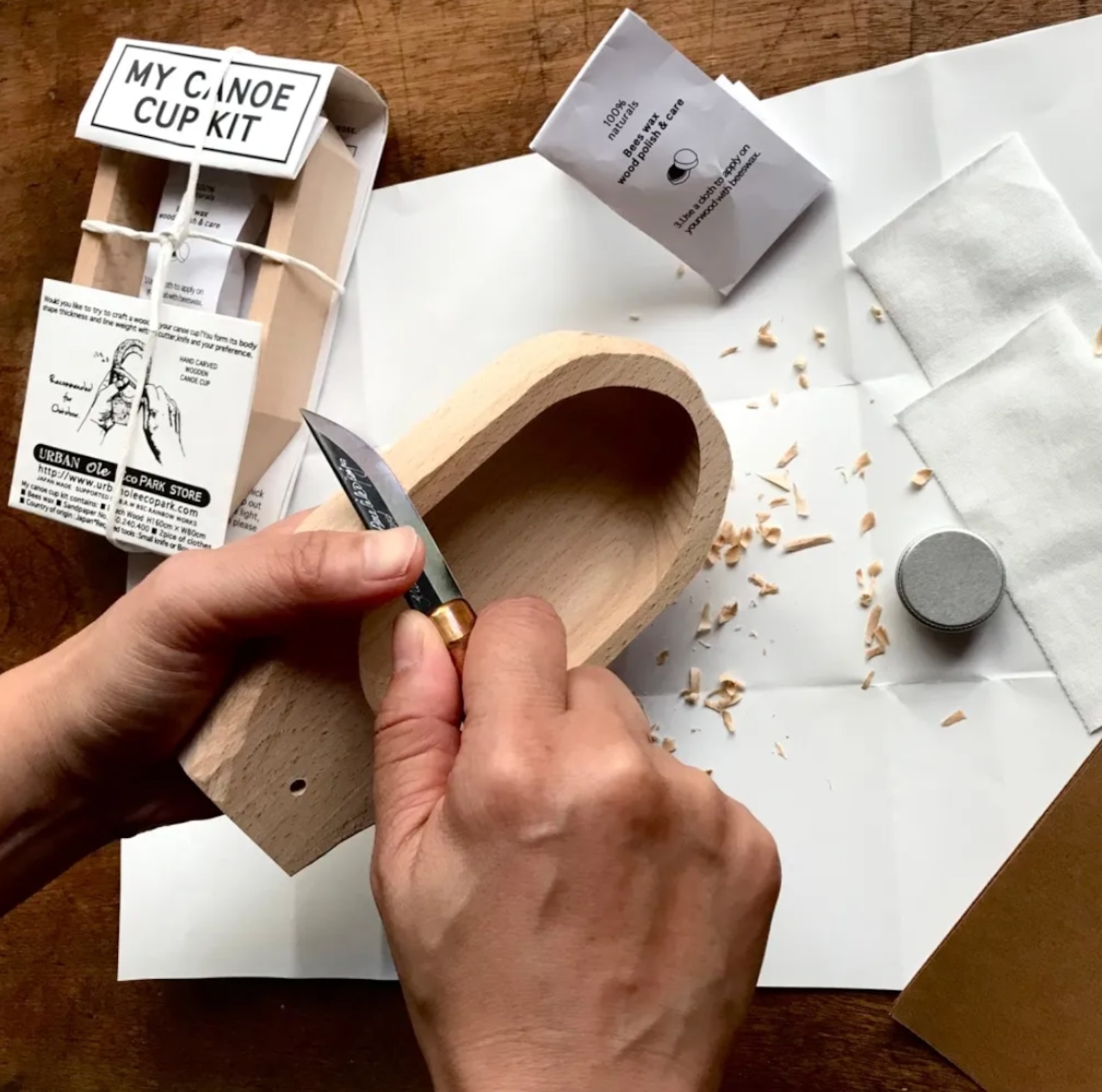 カヌー型カップの手作りキット MY CANOE CUP WHITTLING KIT